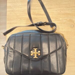Tory Burch Black Quilted Crossbody Bag with Gold Accents